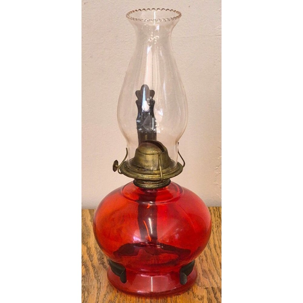 Vintage Red Glass P & A Dorset Thomaston CT Hurricane Oil Lamp Wall Bracket - Picture 4 of 12